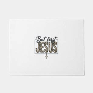 Jesus Leopardenprint Christliches Vintage-Stich Sh Fußmatte