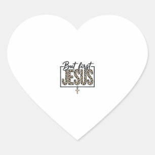 Jesus Leopardenprint Christliches Vintage-Stich Sh Herz-Aufkleber