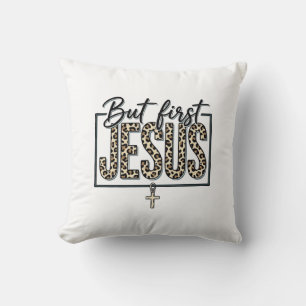 Jesus Leopardenprint Christliches Vintage-Stich Sh Kissen