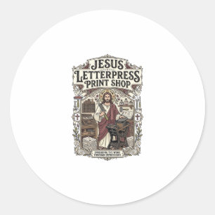 Jesus Letterpress-Druckerei Jesus Letterpress Pri Runder Aufkleber