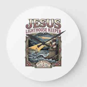 Jesus Leuchtturmwärter Jesus Leuchtturmwärter Ch Große Wanduhr