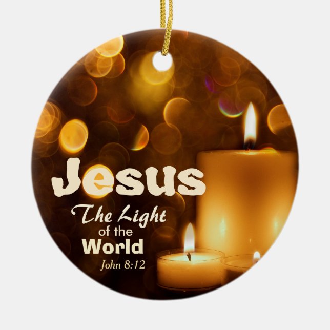 Jesus-Licht der Weltbibel-Vers-Verzierung Keramikornament (Vorne)
