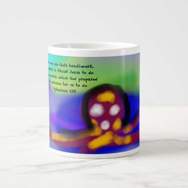 Jesus Liebe Arbeit Jumbo-Tasse (Vorderseite)