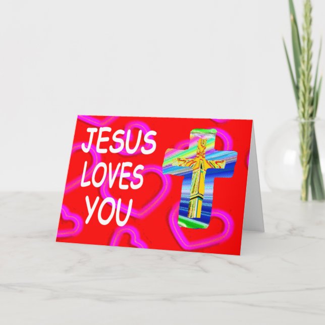 Jesus Liebe dich mit Christlichem Kreuz Karte (Vorderseite)