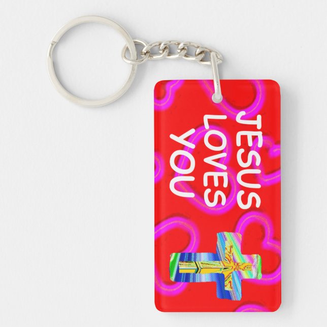 Jesus Liebe dich mit Christlichem Kreuz Schlüsselanhänger (Vorderseite)