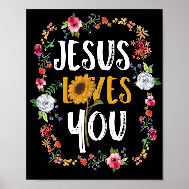 Jesus Liebe dich mit runden Blume Christlich Poster (Vorne)