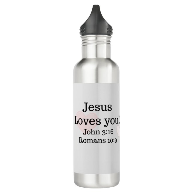 Jesus Liebe Du hast Schrift Edelstahlflasche (Links)