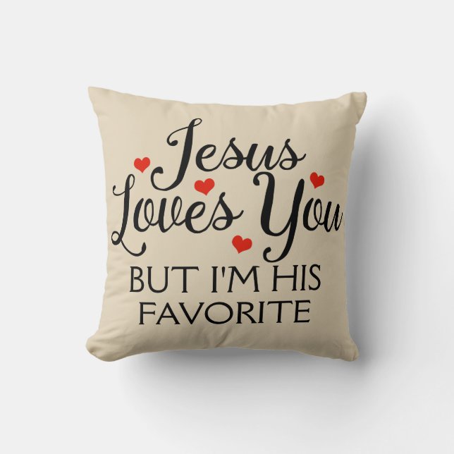 Jesus Liebe Du liebst Funny Beige Kissen (Vorderseite)