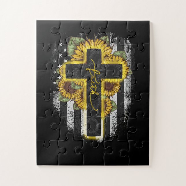 Jesus Liebe | Faith Christlich Sunflower USA Flag (Vertikal)