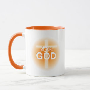 Jesus Liebe Gottes Kreuz Orange Herz Tasse