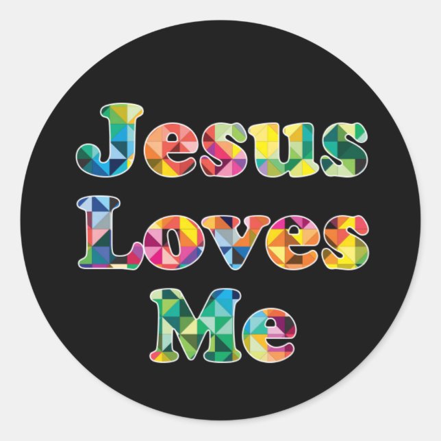 Jesus Liebe Ich kreuze farbenfrohe Musteraufkleber Runder Aufkleber (Vorderseite)