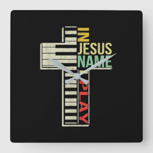 Jesus-Liebe  In Jesus Name I Play Piano Christlich Quadratische Wanduhr