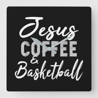 Jesus Liebe | Jesus Coffee and Basketball Quadratische Wanduhr