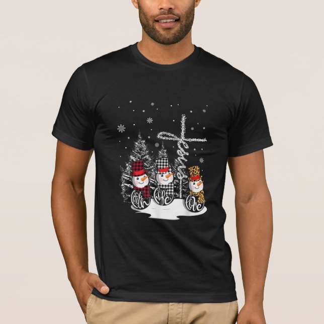 Jesus Liebe | Jesus Faith Hope Liebe Snowman T-Shirt (Vorderseite)