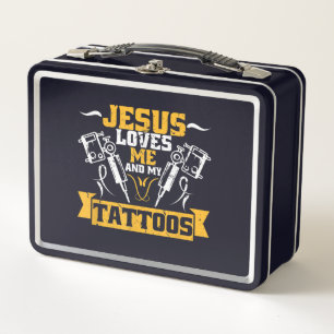 Jesus Liebe Jesus Lieben mich und meine Tattoos Metall Brotdose