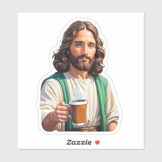 Jesus Liebe Kaffee lang Aufkleber (Blatt)