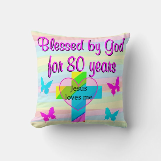 JESUS LIEBE ME 80. GEBURTSTAG PILLOW KISSEN (Vorderseite)