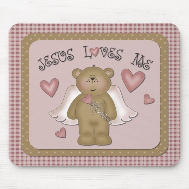 Jesus Liebe Me Teddy Bear Angel Mousepad (Vorne)