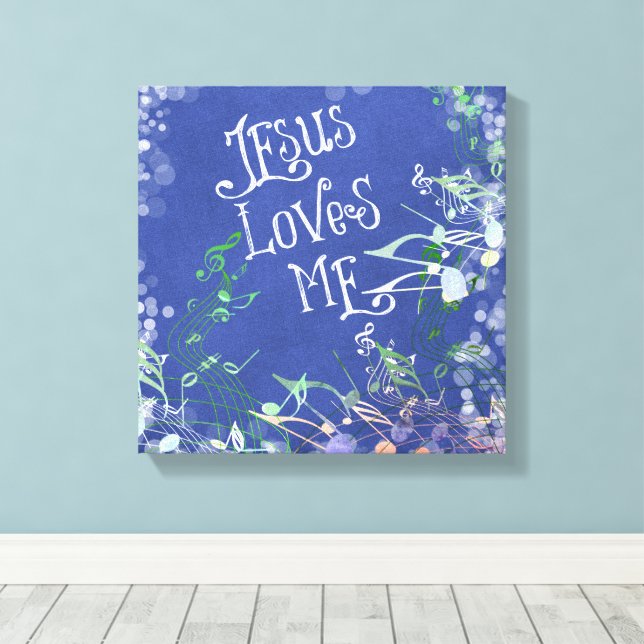 Jesus Liebe mich mit Musiknoten Leinwanddruck (Insitu (Holzboden))