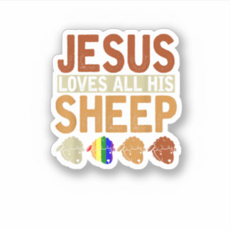 Jesus Liebe sein ganzes Schaf Christentum Rainbow  Aufkleber