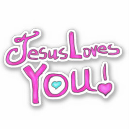 Jesus Liebe Sie rosa Aufkleber