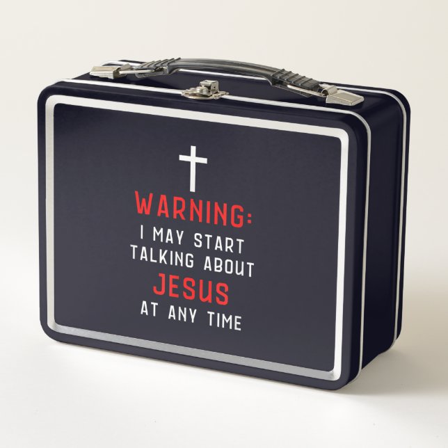 Jesus Liebe|Warnung Ich kann anfangen, über Jesus  Metall Brotdose (Vorderseite)