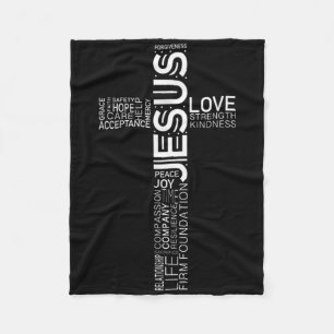 Jesus Liebe White über Christliches Schwarzes Kreu Fleecedecke