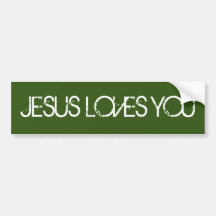 Jesus Liebe You Grunge Schriftart Green Autoaufkleber