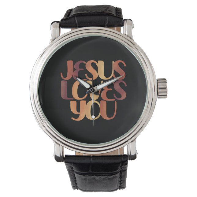 Jesus-Lieben Christliche Typografie-Gestaltung Armbanduhr (Vorderseite)