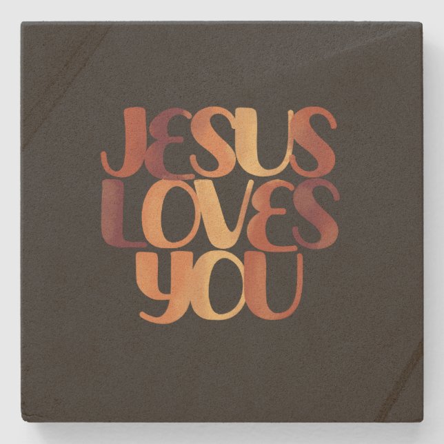 Jesus-Lieben Christliche Typografie-Gestaltung Steinuntersetzer (Vorderseite)