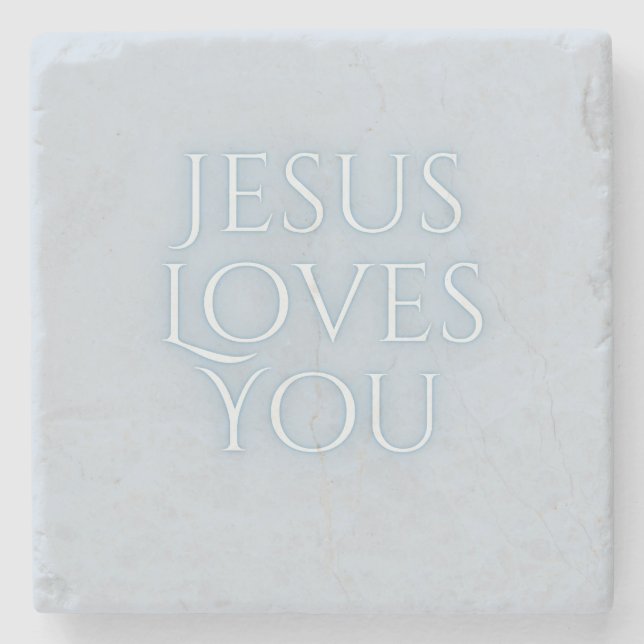 Jesus-Lieben Christliche Typografie-Gestaltung Steinuntersetzer (Vorderseite)