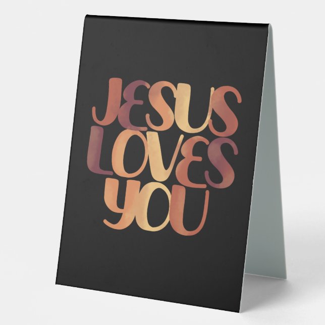 Jesus-Lieben Christliche Typografie-Gestaltung Tischaufsteller (Vorderseite)