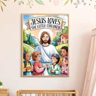 Jesus Lieben der Kleinen Kinderzimmer Mauer Kunst Poster
