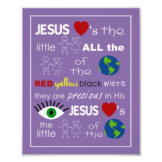 Jesus Lieben die kleine Kinder Kinderzimmer Kunst Fotodruck (Vorne)