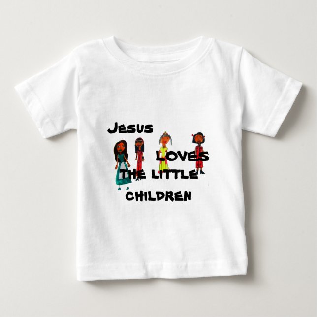 Jesus Lieben die kleinen Kinder Baby T-shirt (Vorderseite)