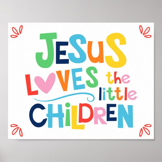 Jesus Lieben die Kleinen Kinder Kinder Christliche Poster (Vorne)