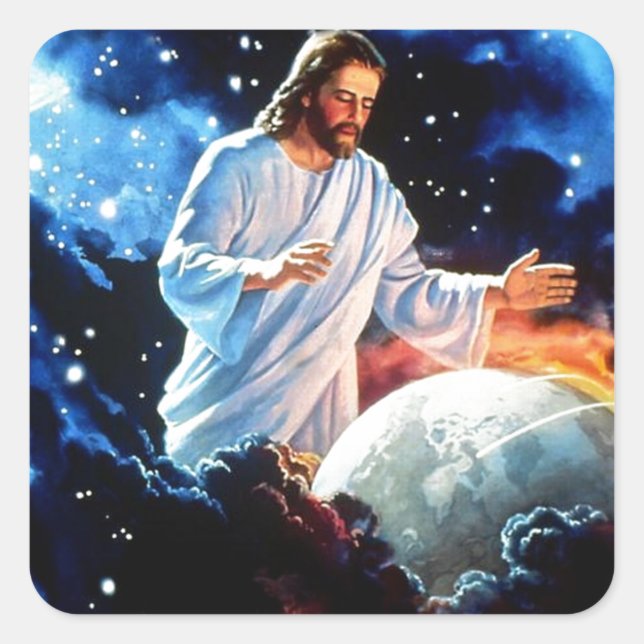Jesus-Lieben-die-Welt Quadratischer Aufkleber (Vorderseite)