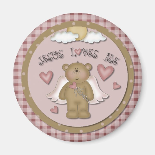 Jesus Lieben Ich Christlich Teddy Bear Angel Magne Magnet (Vorne)