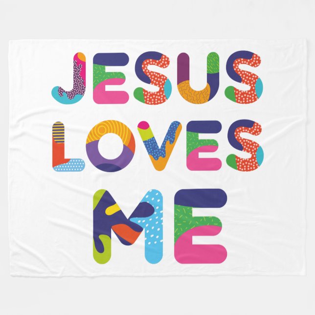 Jesus Lieben Ich farbenfrohe Dekorativkunst Fleecedecke (Vorderseite (Horizontal))