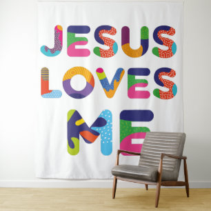 Jesus Lieben Ich farbige Textkunst Wandteppich