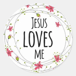 Jesus Lieben Ich kreuz Blumenweiße Aufkleber