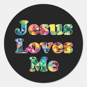 Jesus-Lieben ich querer bunter Muster-Aufkleber Runder Aufkleber