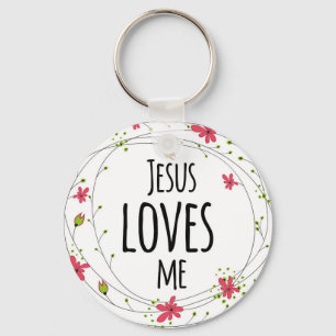 Jesus-Lieben ich Querwreath-weißer mit Schlüsselanhänger