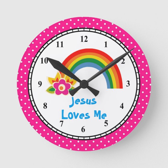 Jesus-Lieben ich Regenbogen Runde Wanduhr (Vorderseite)