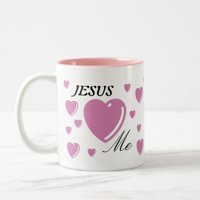 JESUS-Lieben ich - Rosa Zweifarbige Tasse (Links)