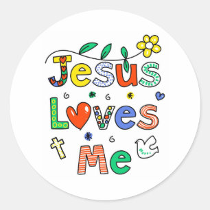 Jesus-Lieben ich Runder Aufkleber