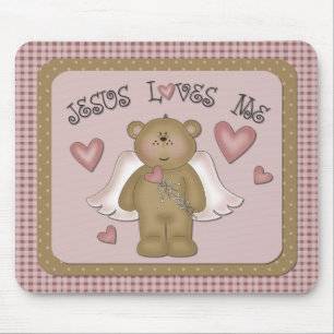 Jesus-Lieben ich Teddy-Bärn-Engel Mousepad