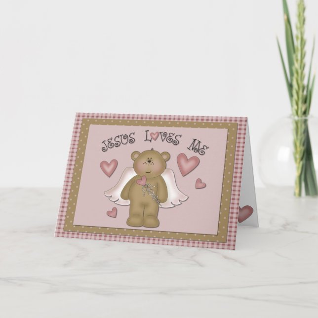 Jesus-Lieben ich Teddy-Bärn-Engels-Gruß-Karte Karte (Vorderseite)