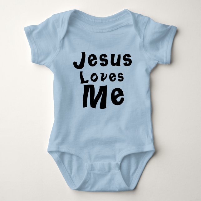 Jesus Lieben Me Baby Boy Blue Bodysuit One Piece Strampler (Vorderseite)
