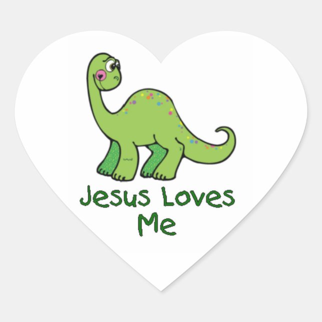 Jesus Lieben Me Dinosaurier Herz-Aufkleber (Vorderseite)